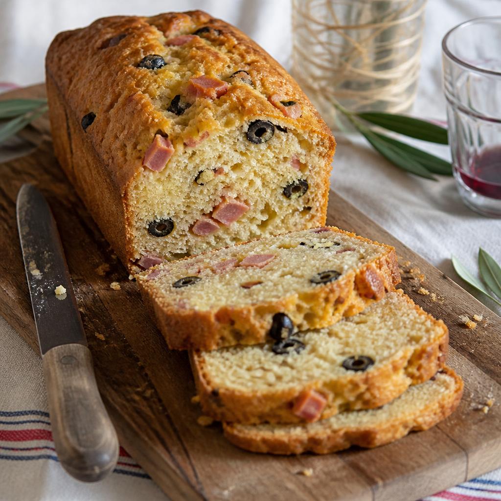 Cake aux olives et jambon