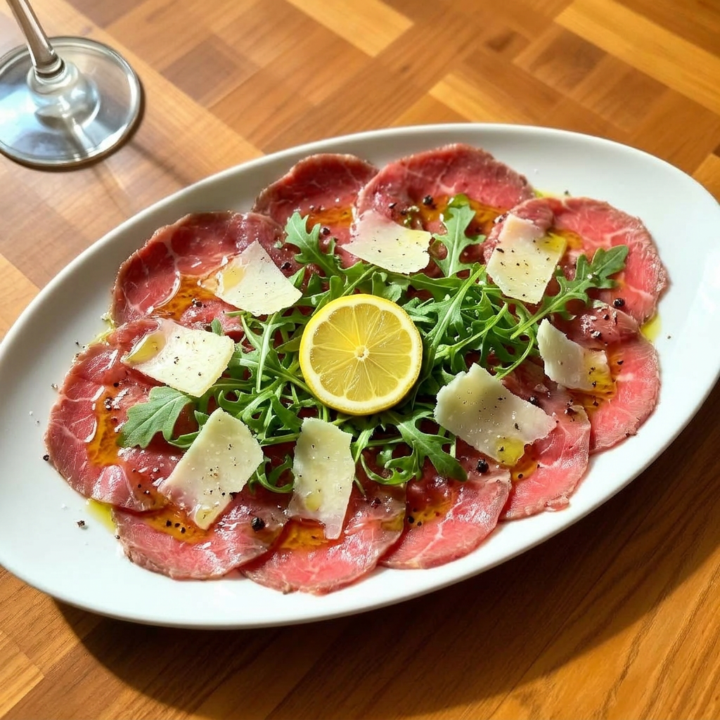 Carpaccio de bœuf, parmesan et roquette