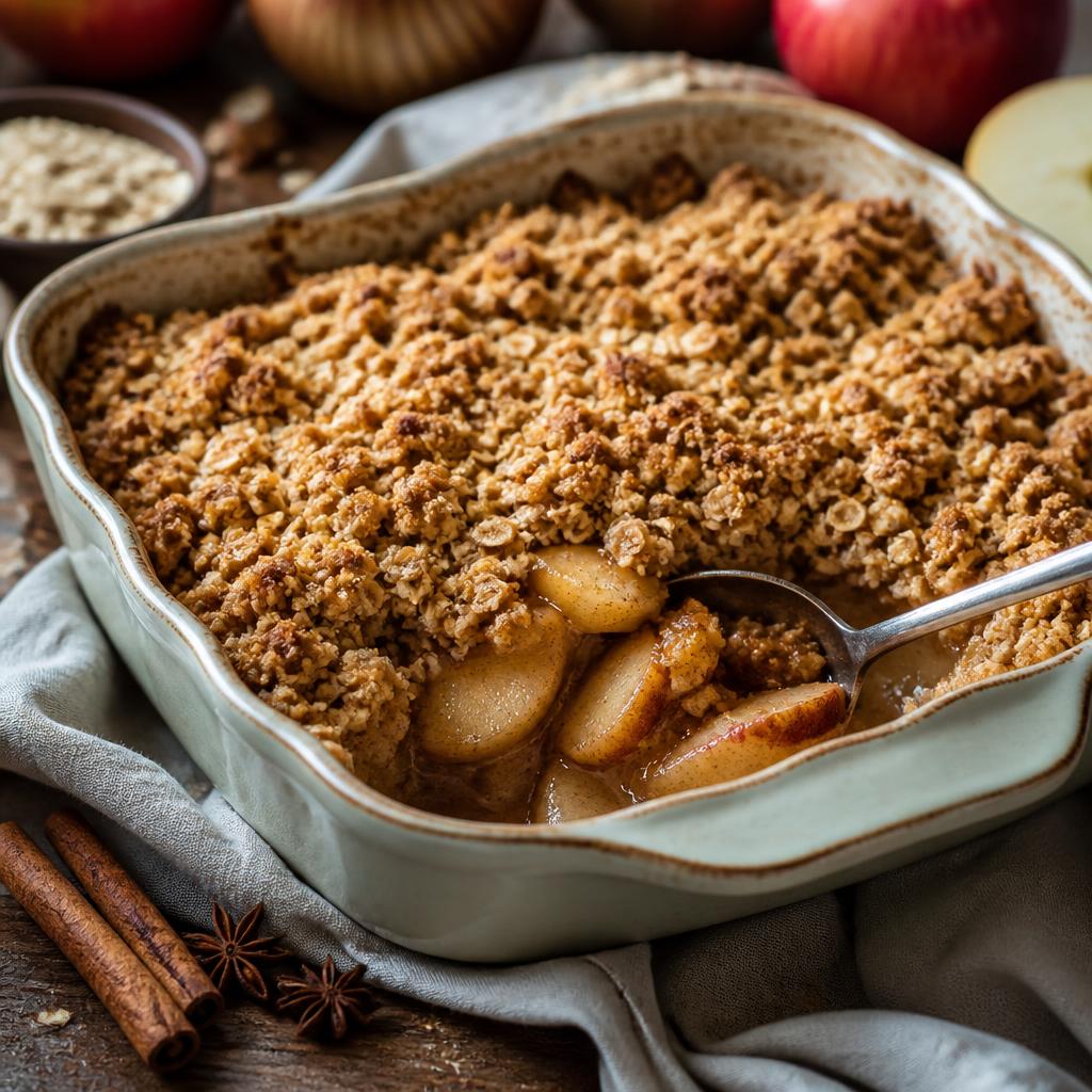 Crumble aux pommes et flocons d'avoine