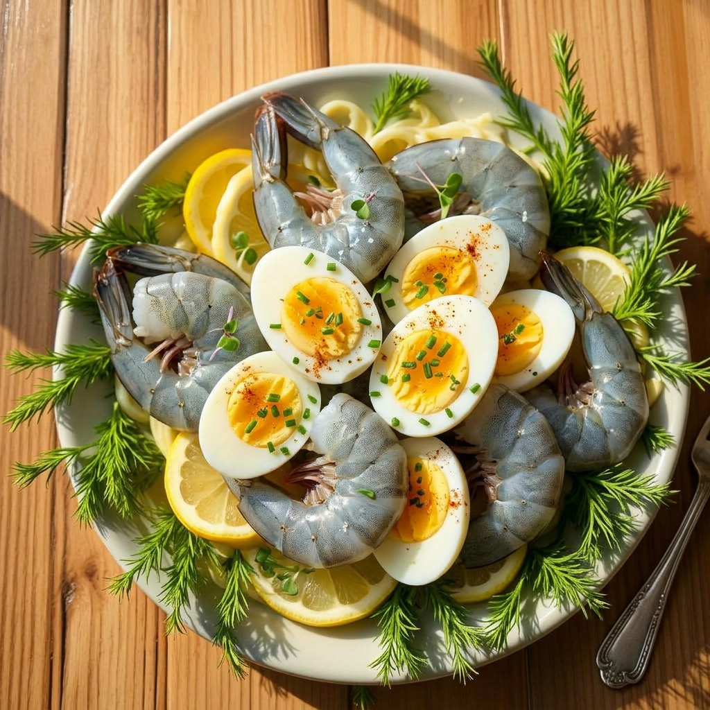 Œufs mimosa aux crevettes grises