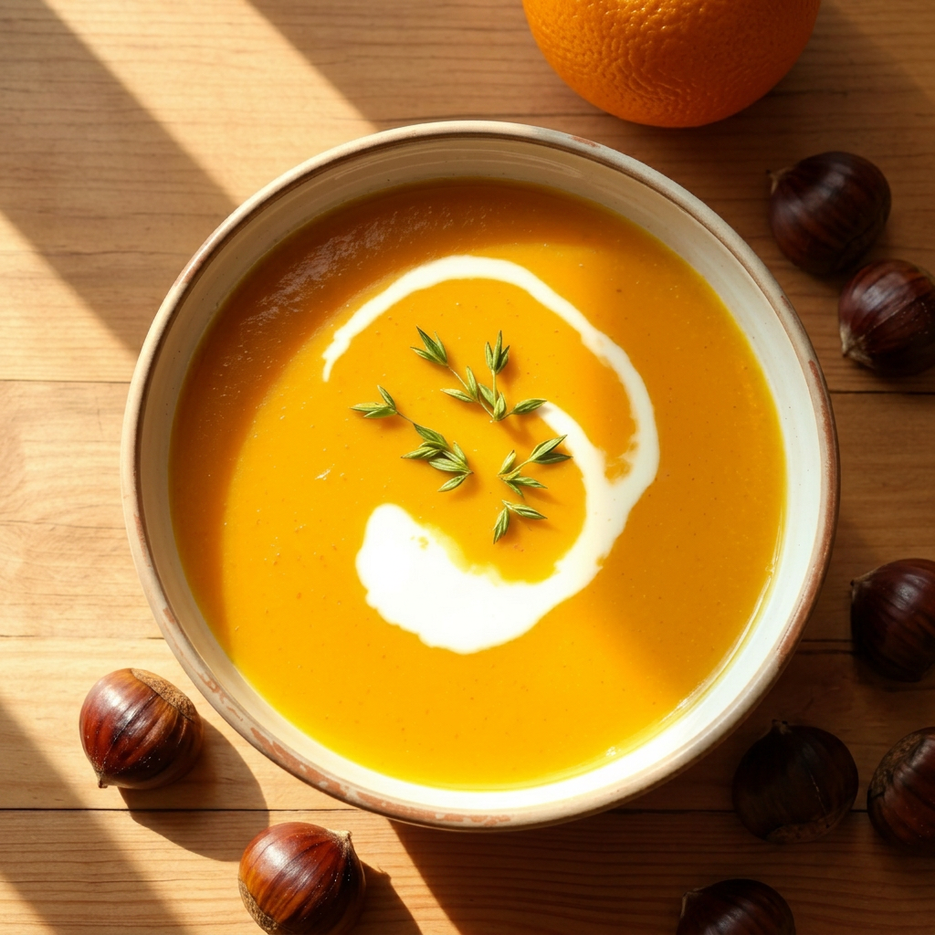 Velouté de potiron aux châtaignes